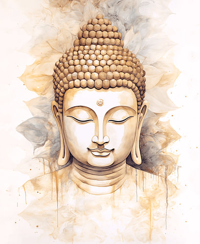 Bouddha doré | Art zen - Aquarelle sur NeoArtEvolution