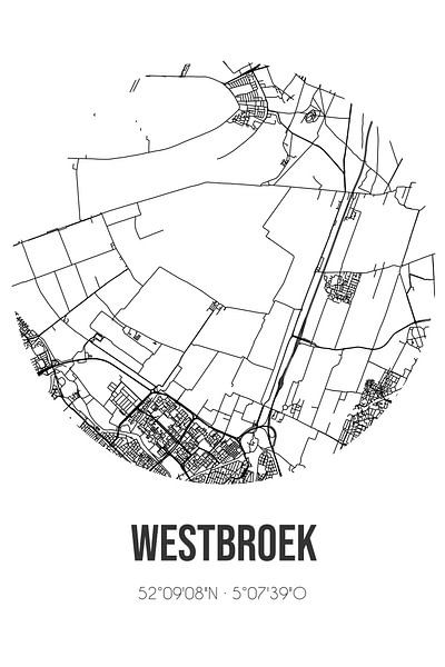 Westbroek (Utrecht) | Map | Black and white by Prints of Place