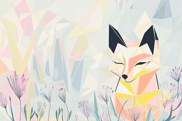 Geometrischer Fuchs in zarten Farben von Poster Art Shop