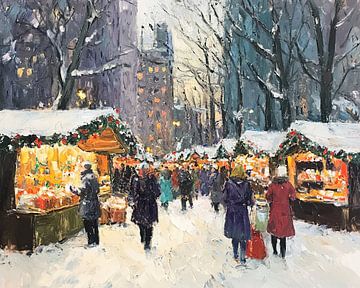 Levendige Kerstmarkt Sneeuw van De Mooiste Kunst
