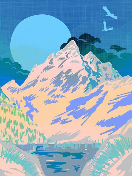 Moonlight in the mountains by FRESH Fine Art