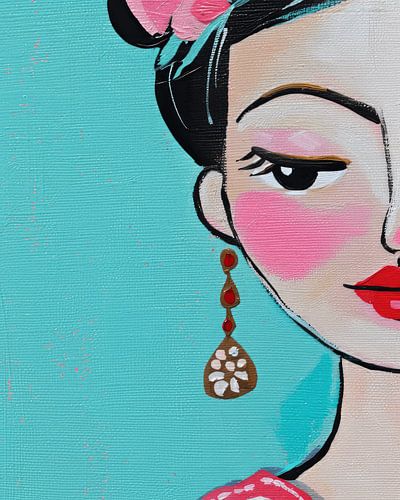 Buntes Porträt mit hellblauem Hintergrund von Studio Allee