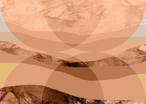 Zen kunst. Abstract landschap in Japanse stijl in licht terracotta.