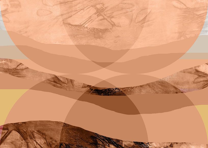 Zen art. Abstract landscape in Japandi style in light terracotta. by Dina Dankers