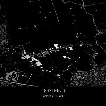 Schwarz-weiße Karte von Oosteind, Nordbrabant. von Rezona