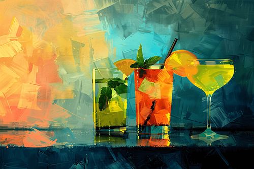 Drie cocktails stilleven