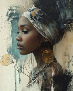 Modernes und abstraktes Porträt einer jungen afrikanischen Frau