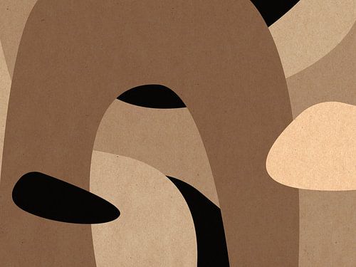 Abstract geometry in brown and black. Simple organic shapes. by Dina Dankers