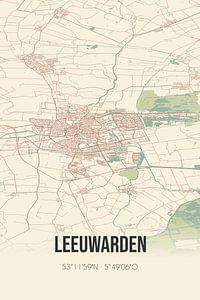 Vieille carte de Leeuwarden (Fryslan) sur Rezona