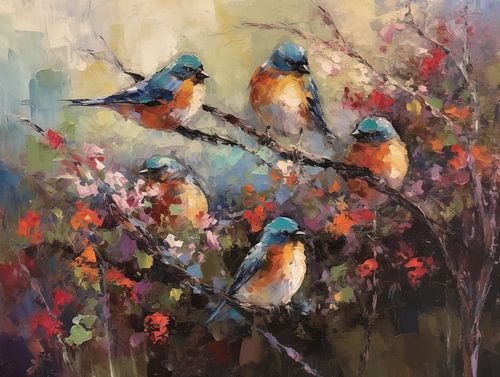 Oiseaux bleus du printemps