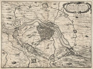 Oude kaart van Maastricht van omstreeks 1632 van Gert Hilbink