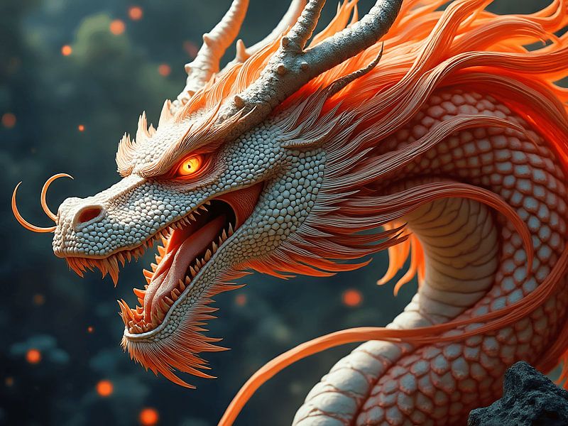Close-up of a red dragon by The Photo Artist
