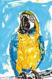 Abstraktes Gemälde eines bunten Papageis von Art & Soul Creations