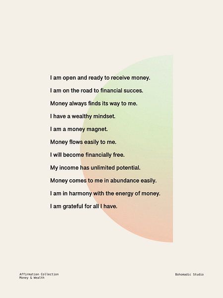 Affirmationen Geld &amp; Reichtum von Bohomadic Studio