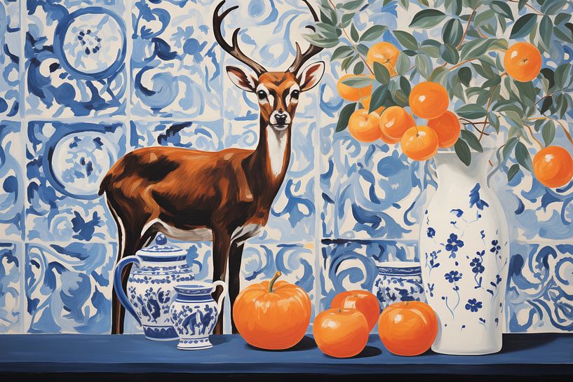 Deer and the oranges by NJ Midnight Studio