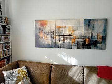 Klantfoto: Woonkamer van Abstract Schilderij