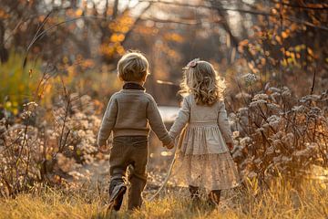 kinderen lopen samen door de natuur van Egon Zitter