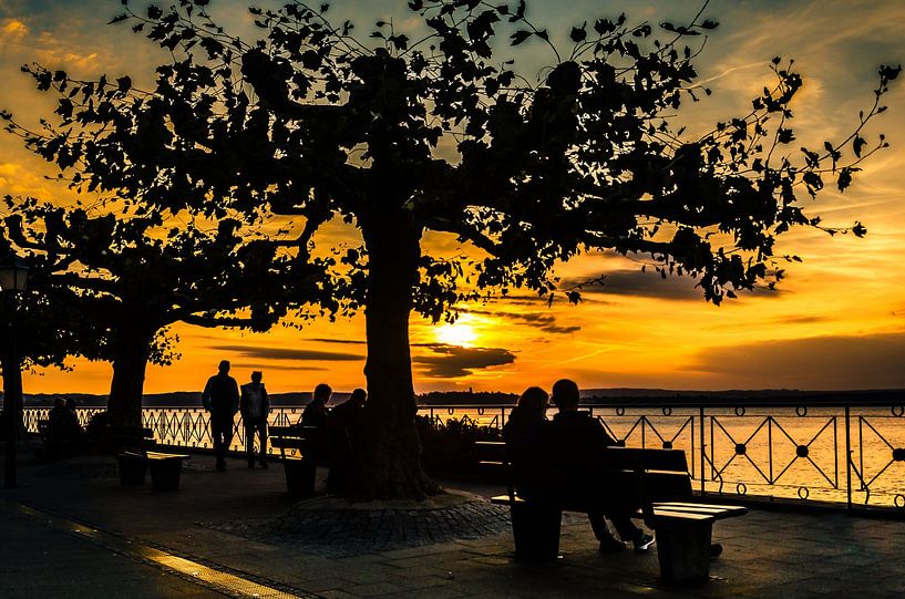 sunset at the lakeside promenade Unterstadt Meersburg Bodensee Germany by Dieter Walther
