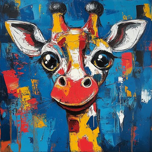 Kleurrijke Giraffe met Grote Ogen