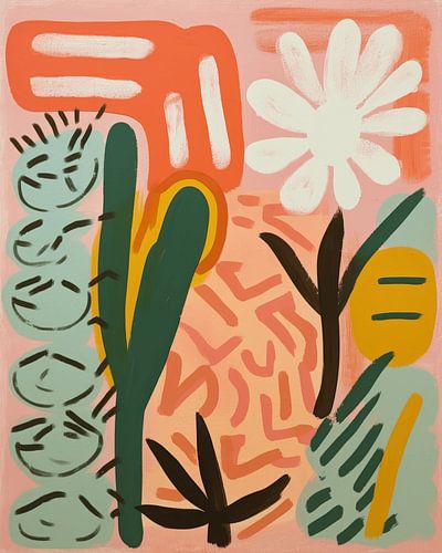 Superbunte abstrakte Malerei mit modernen Formen und Linien