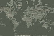 Typografische Weltkarte, Khaki von MAPOM Geoatlas Miniaturansicht