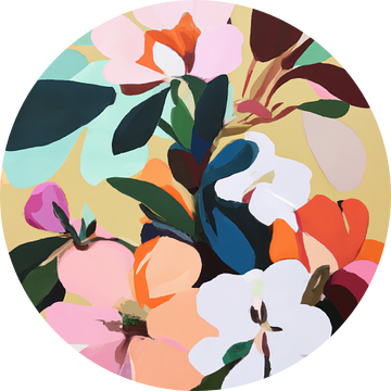 Abstract schilderij retro bloemen van Studio Allee