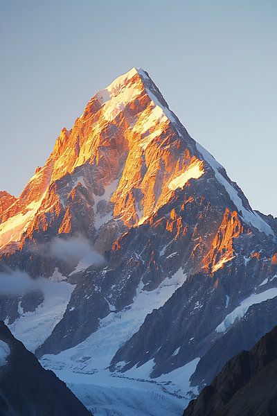 Goldener Berggipfel von fernlichtsicht