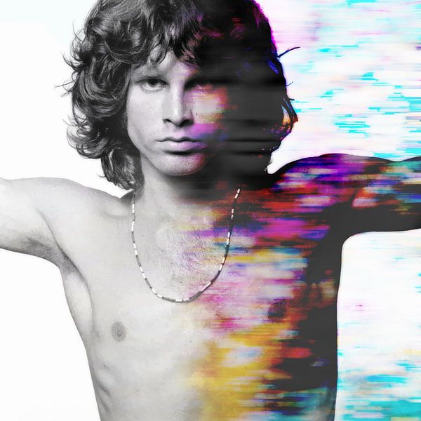 Jim Morrison Modernes abstraktes Porträt in Schwarz und Weiß Farbe von Art By Dominic