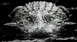 Portrait d'une tête d'alligator féroce aux yeux verts perçants - Décoration murale sur le thème de la faune sauvage