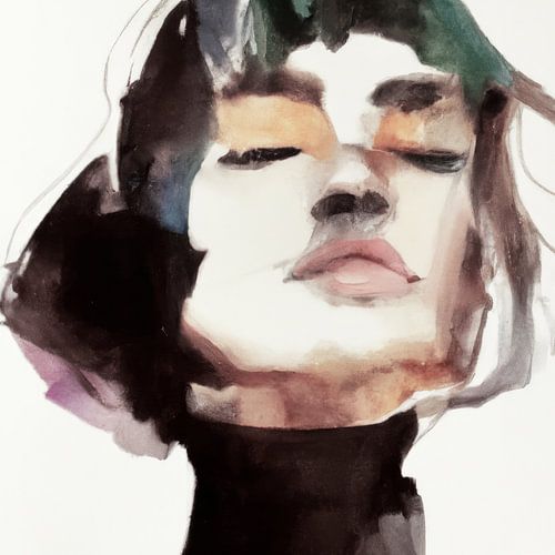 Abstract portret, aquarel