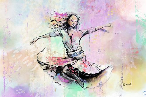 ballet danseres met kleurige achtergrond