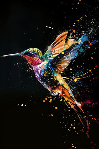 Hummingbird Art op zwarte achtergrond van MNS Designs