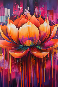 Fleur de lotus abstraite colorée et contemporaine