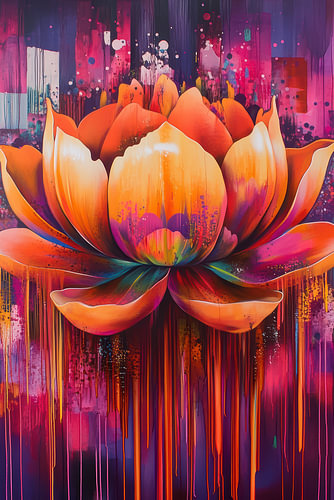 Colourful abstract lotus flower in modern style