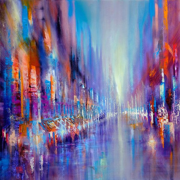 Streetlife - de blauwe stad aan de rivier van Annette Schmucker