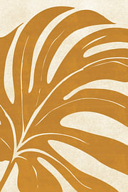 Ochre Monstera, Terracotta Leaf, Autumn Leaf Minimalism by Art Prints