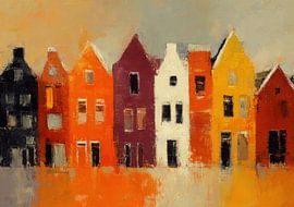 A row of colourful houses in an abstract style by Niklas Maximilian