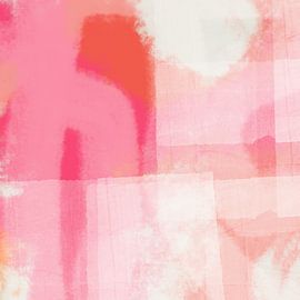 Peinture abstraite en rose et blanc sur Dina Dankers