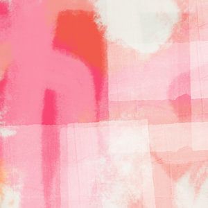 Abstrakte Malerei in Rosa und Weiß