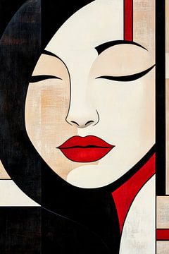 Elegantie in rood en zwart gecombineerd van Poster Art Shop