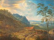 Bergachtig landschap met boerderij, Herman Saftleven van Meesterlijcke Meesters thumbnail
