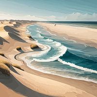 Opkomend water – zee, zandbank, golven en duinen