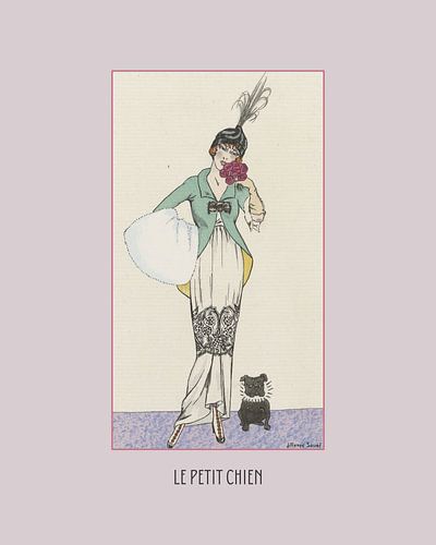 Le petit chien - pastel, printemps, chien, impression de mode art déco