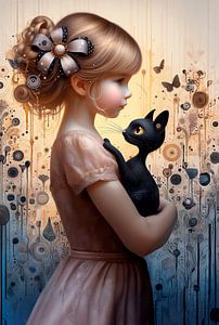 Mädchen mit Katze...