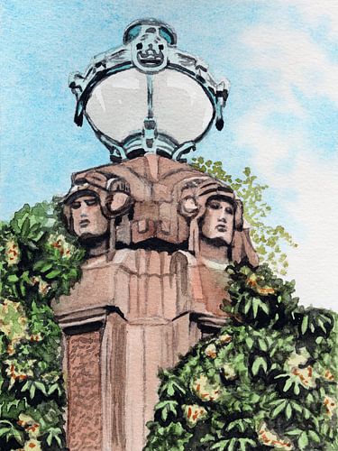 Jugendstillampe an den Arkaden am Wasserturm, Mannheim