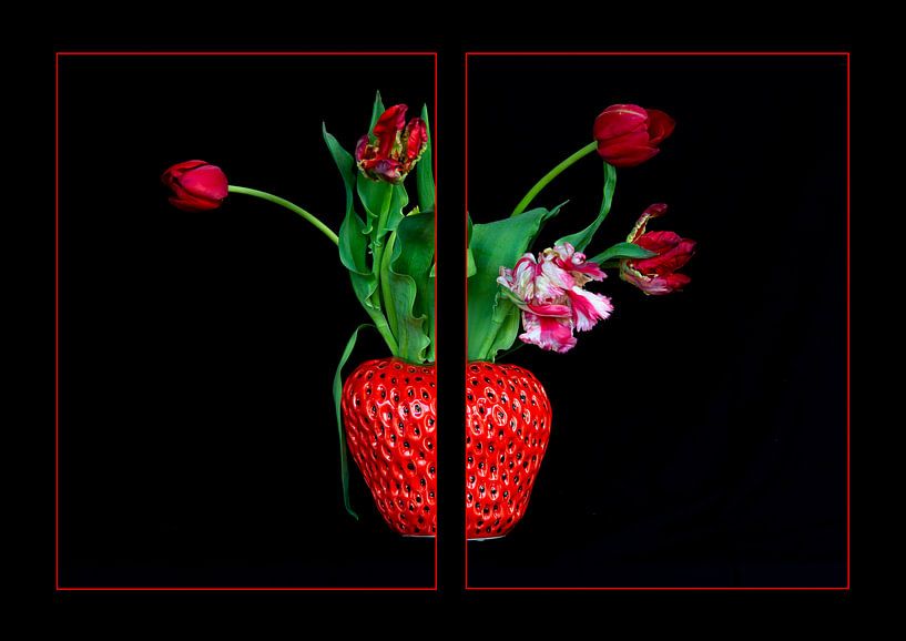 tulips and strawberries by Jeannette Kliebisch