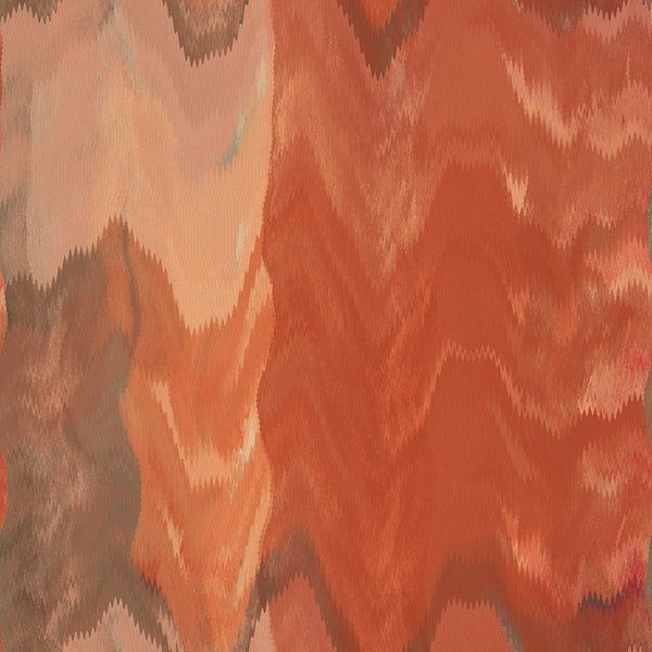 Art rétro abstrait de style années 70 en terracotta, orange, marron I par Dina Dankers