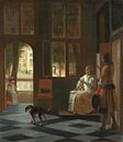 Remise d'une lettre dans une dépendance, Pieter de Hooch par Des maîtres magistraux Aperçu