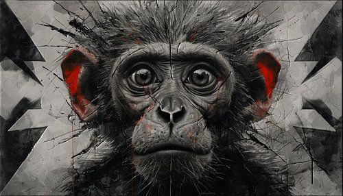 Tableau abstrait « Primal Gaze Monkey » de VORU