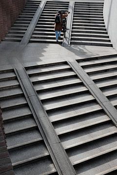 Cyclist on stairs by zeilstrafotografie.nl